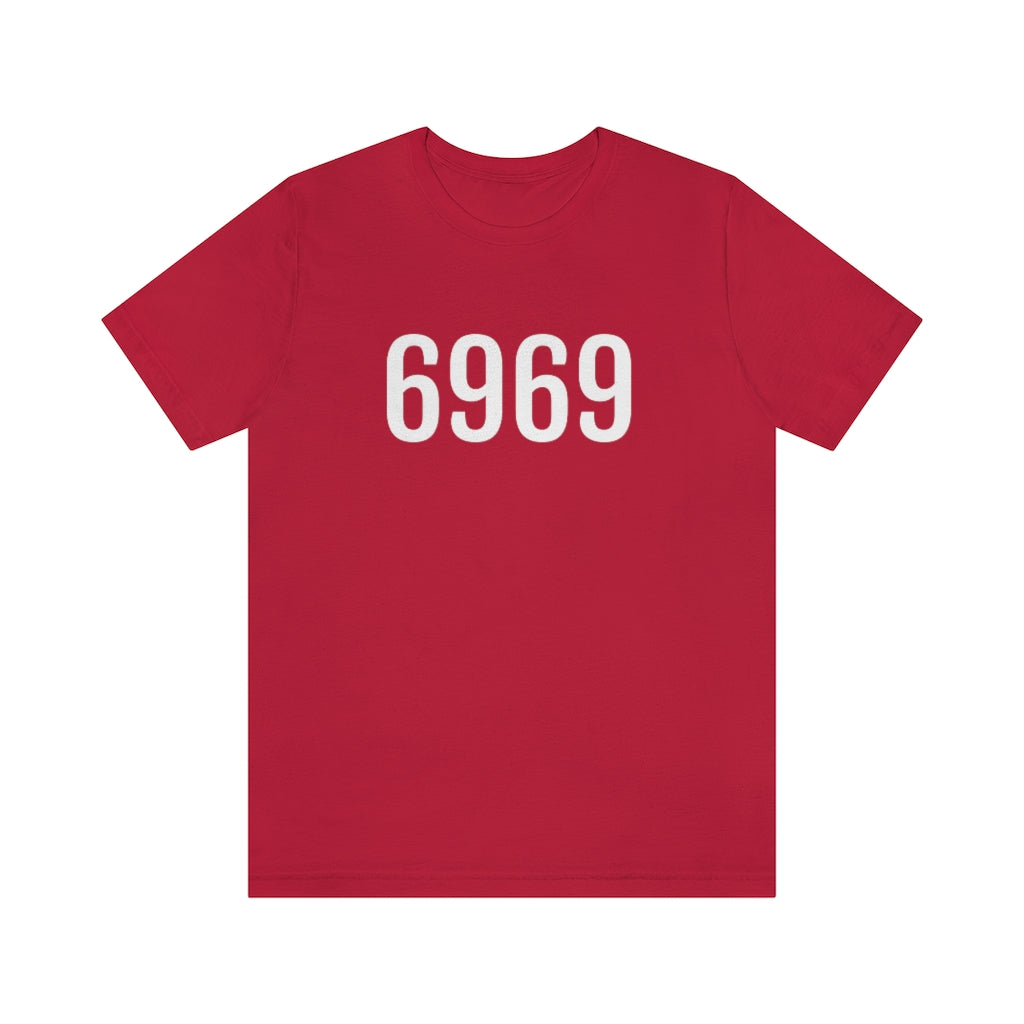 T-Shirt with Number 6969 On | Numbered Tee Red T-Shirt Petrova Designs