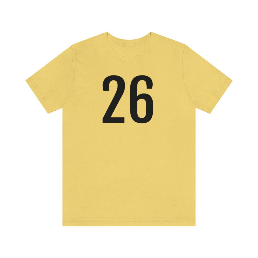 T-Shirt with Number 26 On | Numbered Tee Yellow T-Shirt Petrova Designs