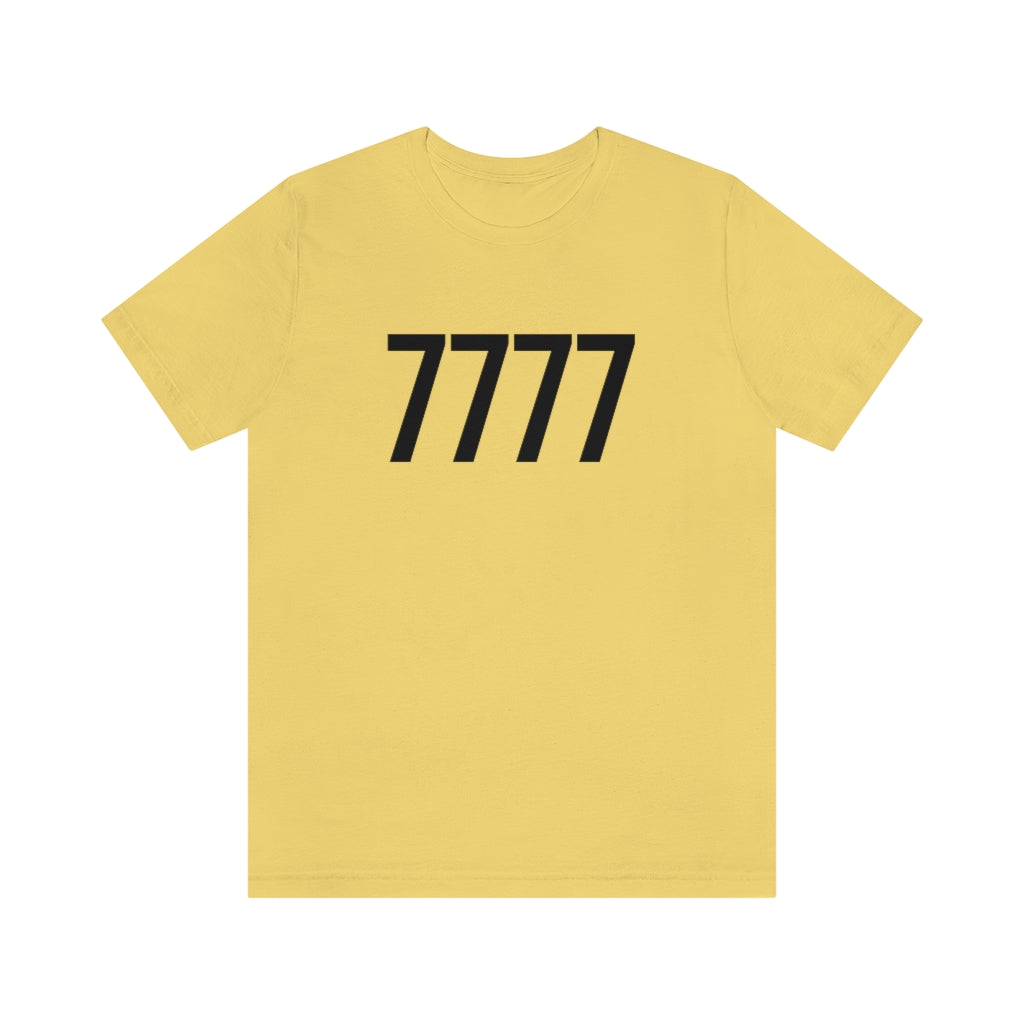 T-Shirt with Number 7777 On | Numbered Tee Yellow T-Shirt Petrova Designs