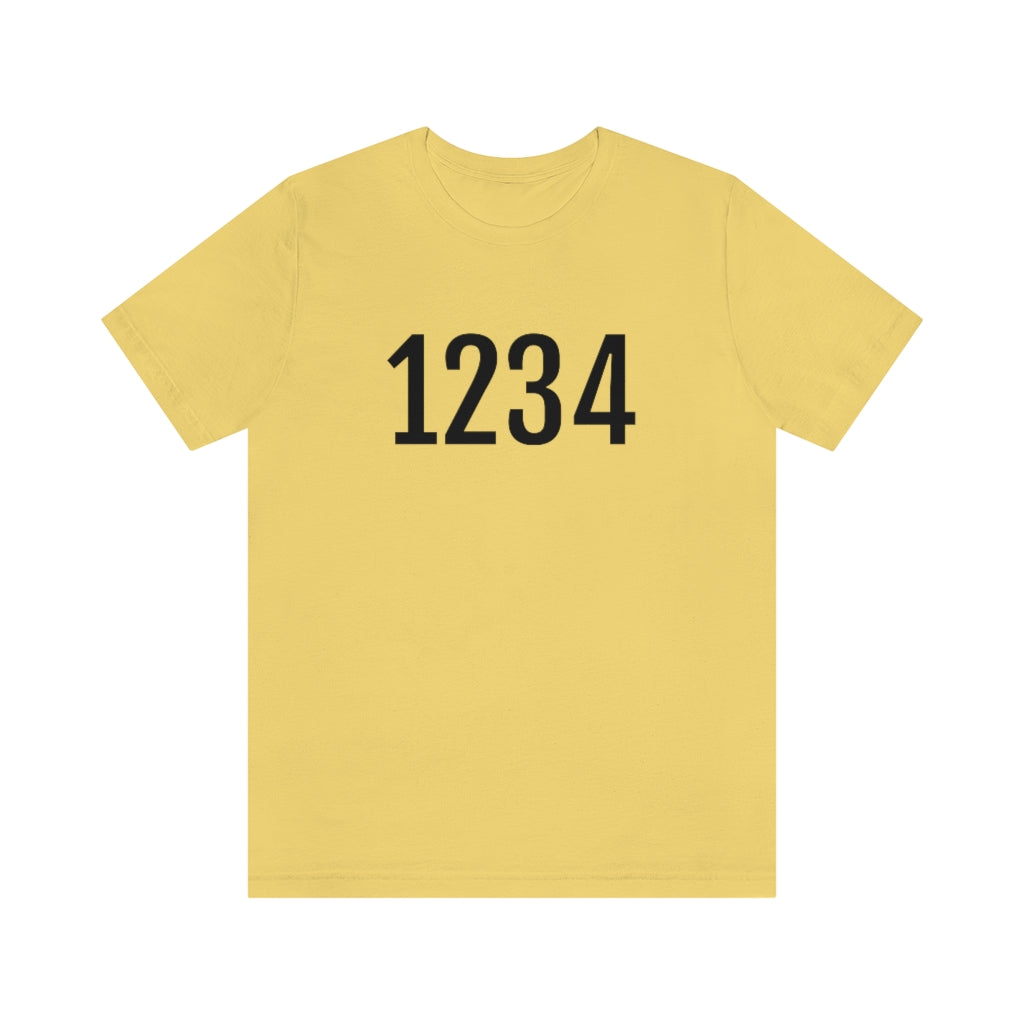 T-Shirt with Number 1234 On | Numbered Tee Yellow T-Shirt Petrova Designs