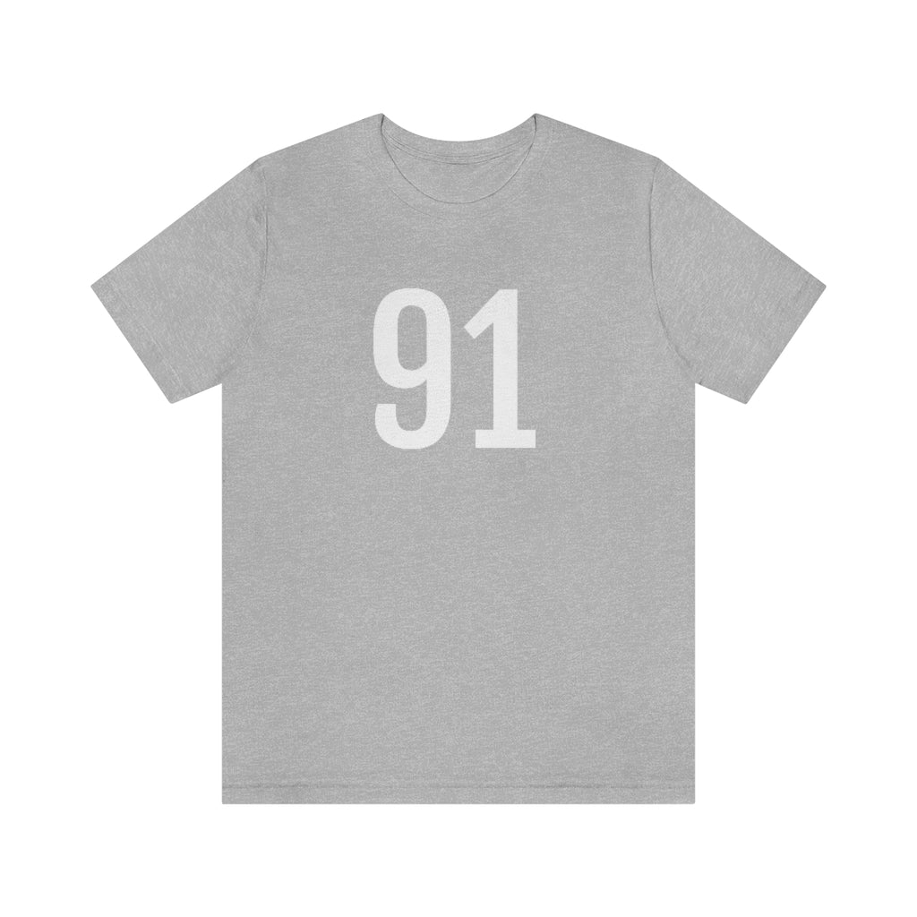 T-Shirt with Number 91 On | Numbered Tee Athletic Heather T-Shirt Petrova Designs