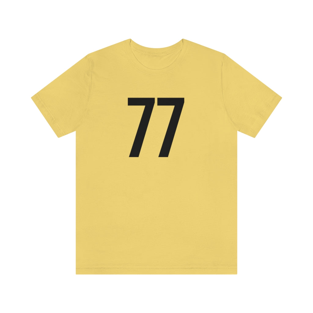 T-Shirt with Number 77 On | Numbered Tee Yellow T-Shirt Petrova Designs