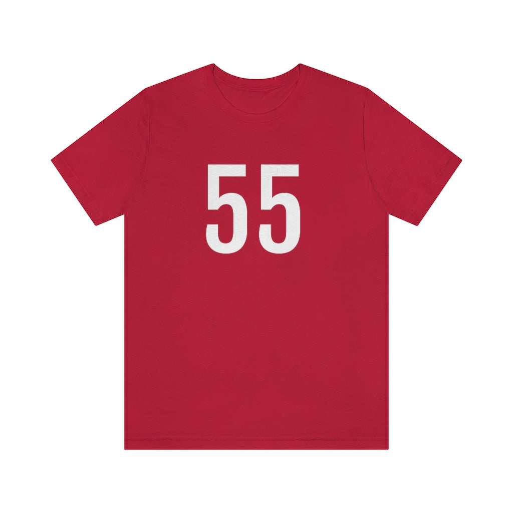 T-Shirt with Number 55 On | Numbered Tee Red T-Shirt Petrova Designs