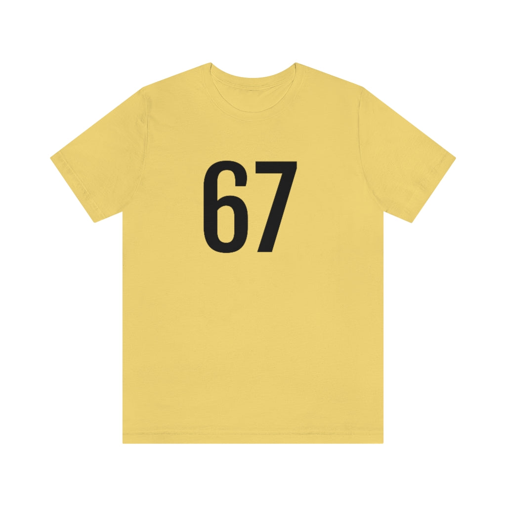 T-Shirt with Number 67 On | Numbered Tee Yellow T-Shirt Petrova Designs