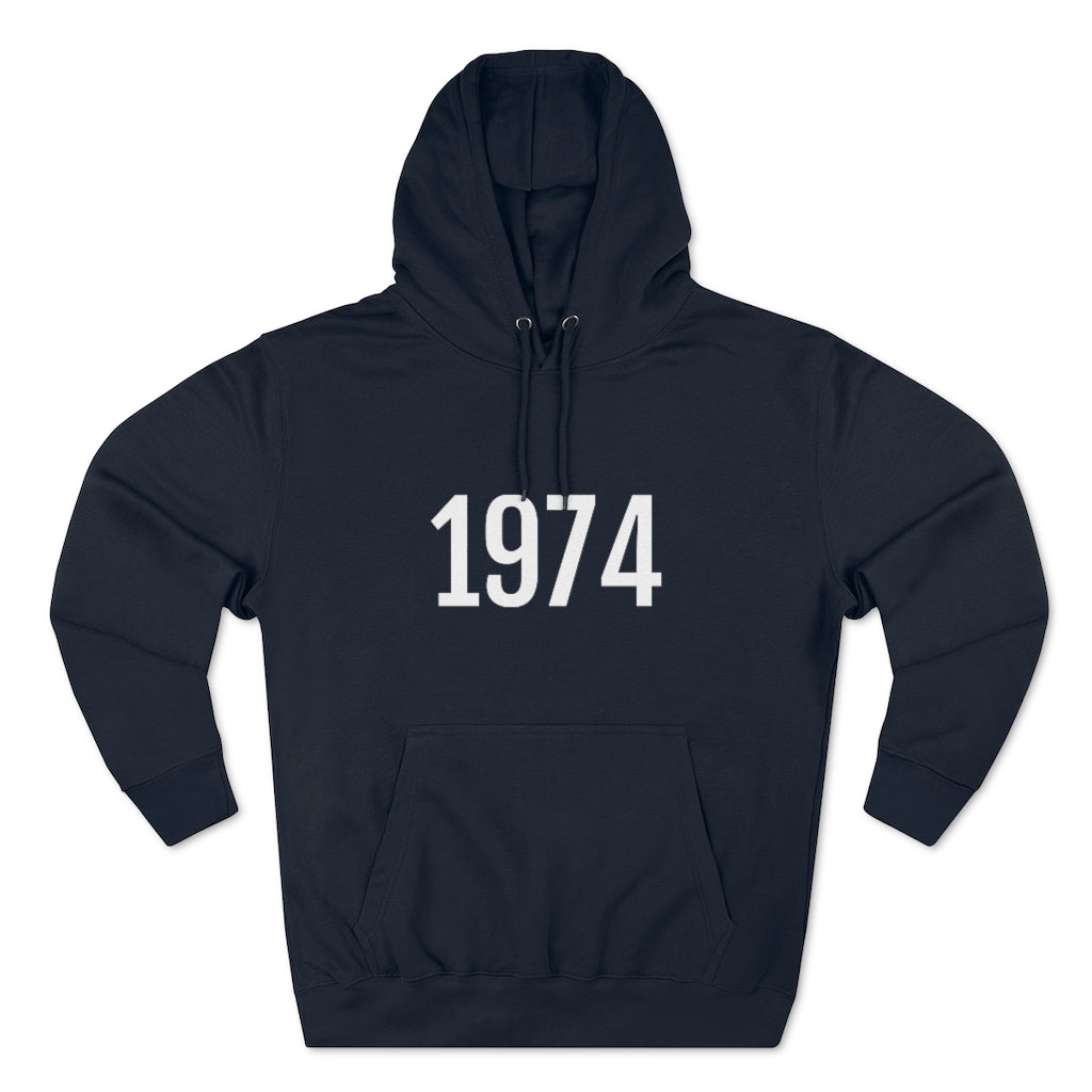 Number 1974 Hoodie | 1974 Sweatshirt with Number On Navy Hoodie Petrova Designs
