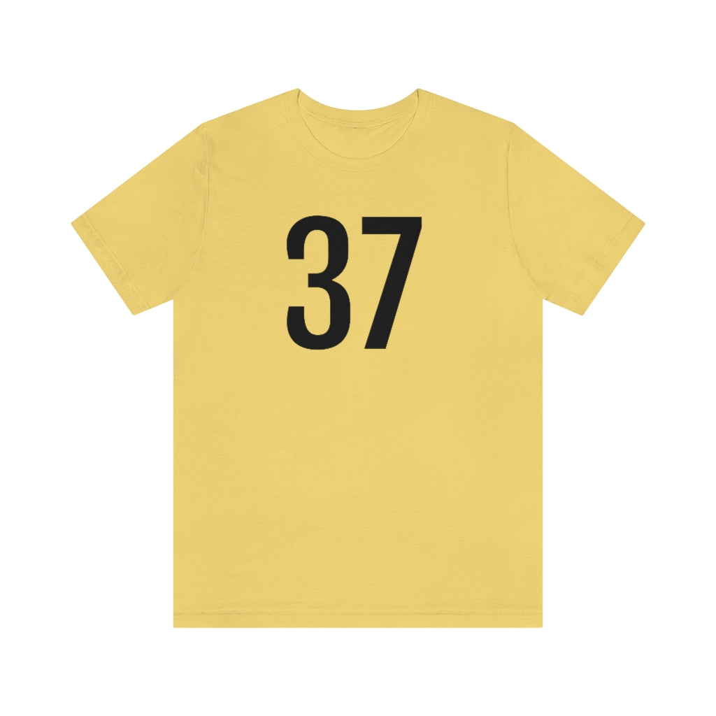 T-Shirt with Number 37 On | Numbered Tee Yellow T-Shirt Petrova Designs