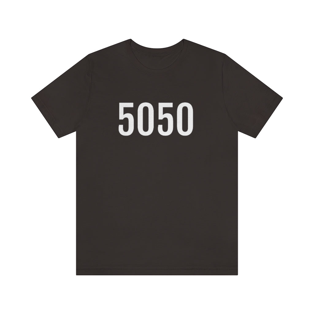 T-Shirt with Number 5050 On | Numbered Tee Brown T-Shirt Petrova Designs