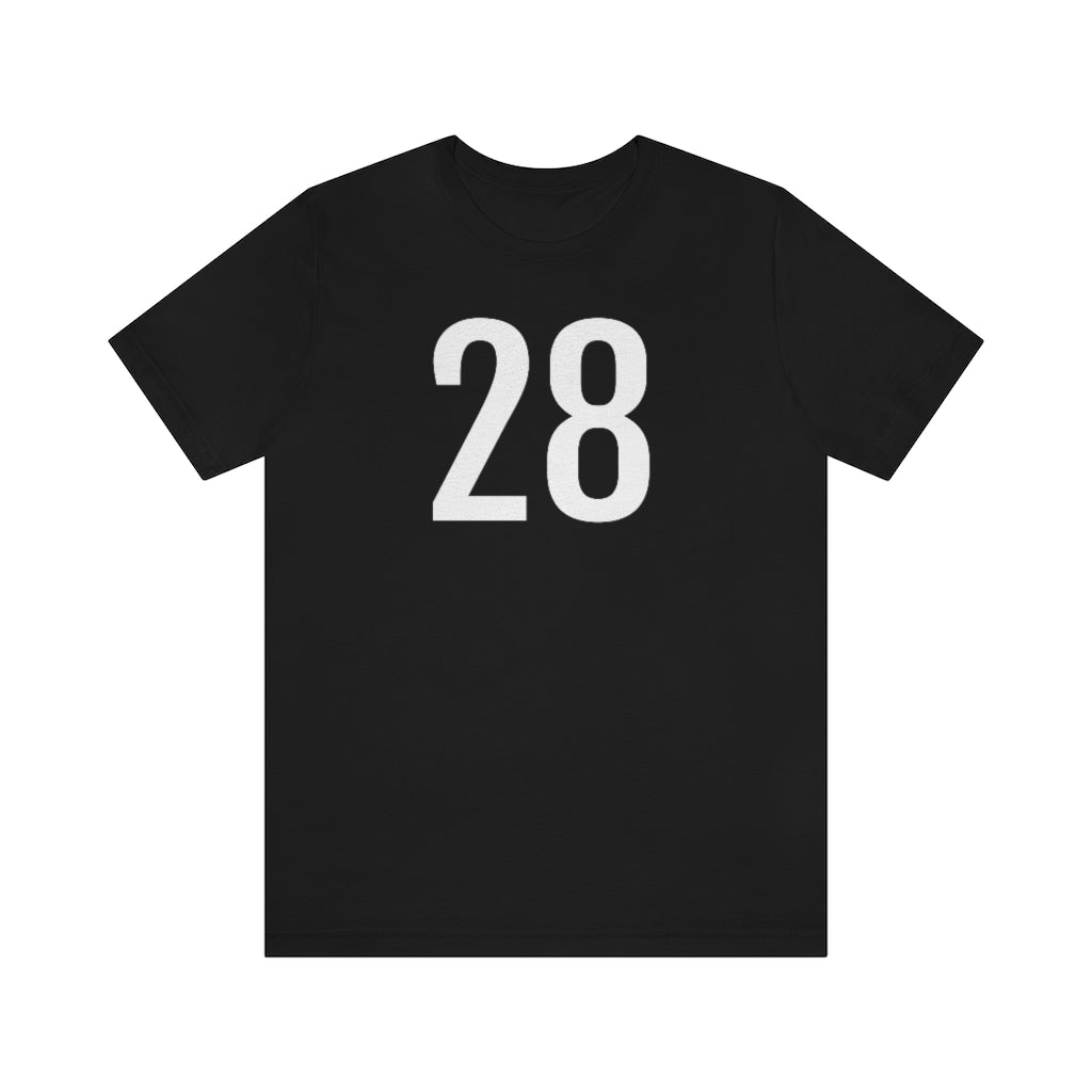T-Shirt with Number 28 On | Numbered Tee Black T-Shirt Petrova Designs