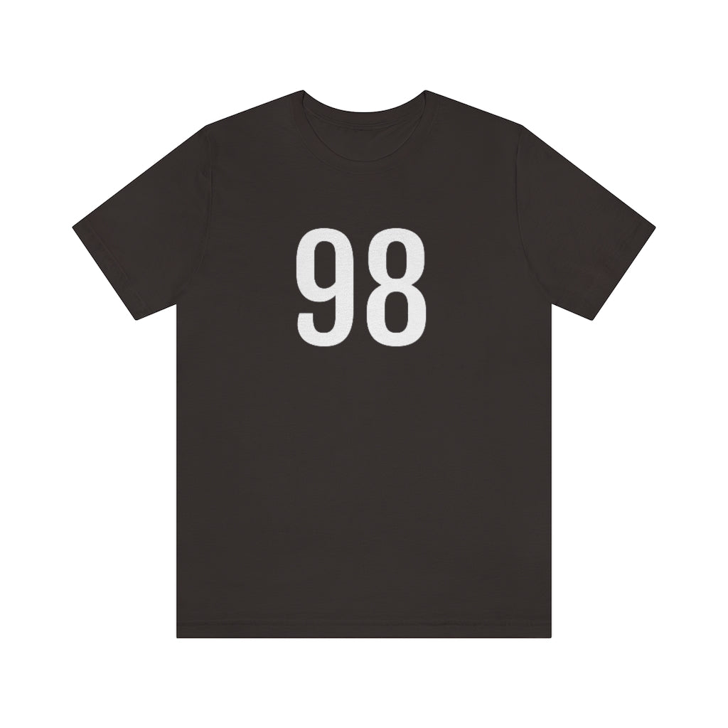 T-Shirt with Number 98 On | Numbered Tee Brown T-Shirt Petrova Designs