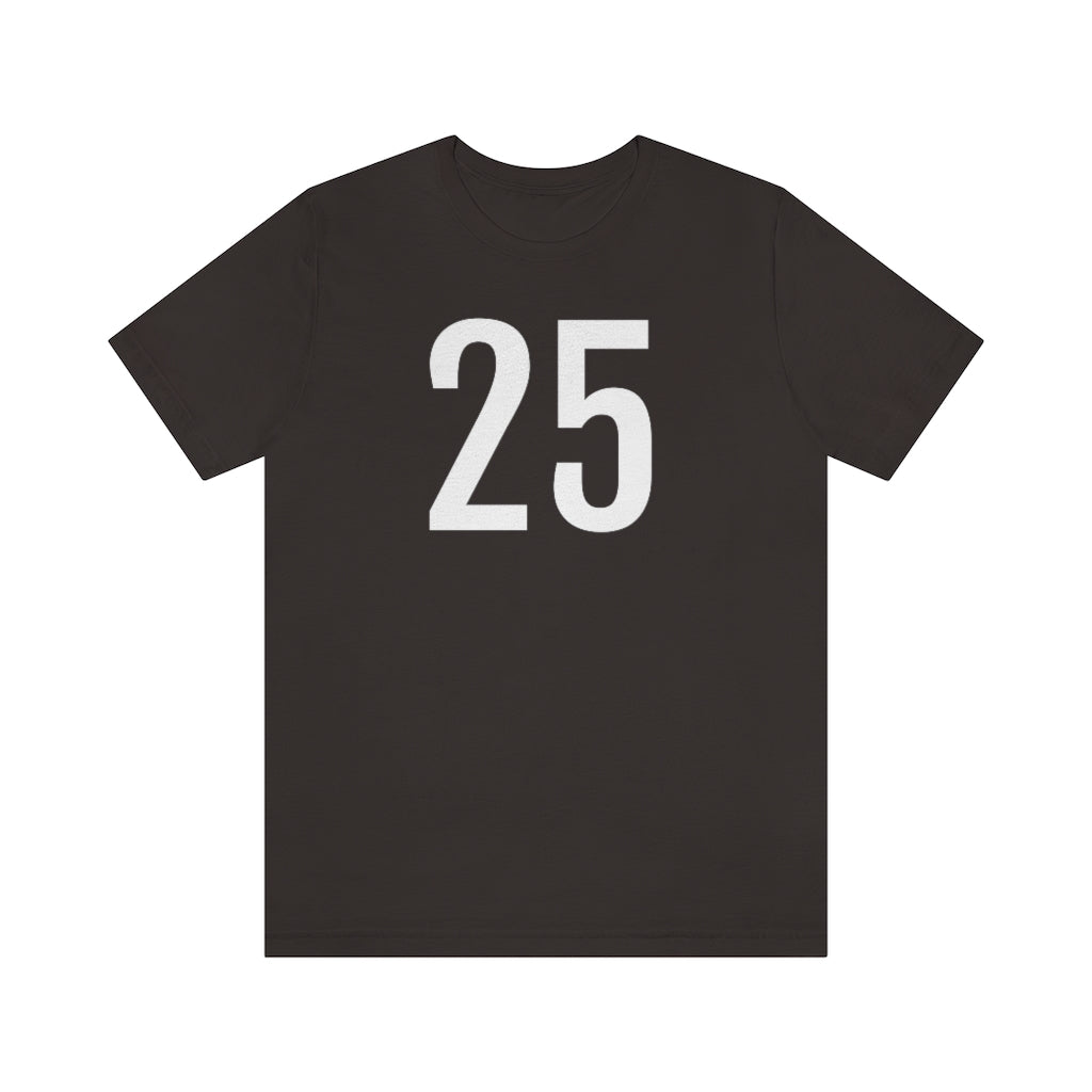 T-Shirt with Number 25 On | Numbered Tee Brown T-Shirt Petrova Designs