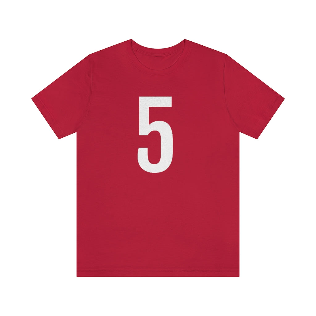 T-Shirt with Number 5 On | Numbered Tee Red T-Shirt Petrova Designs
