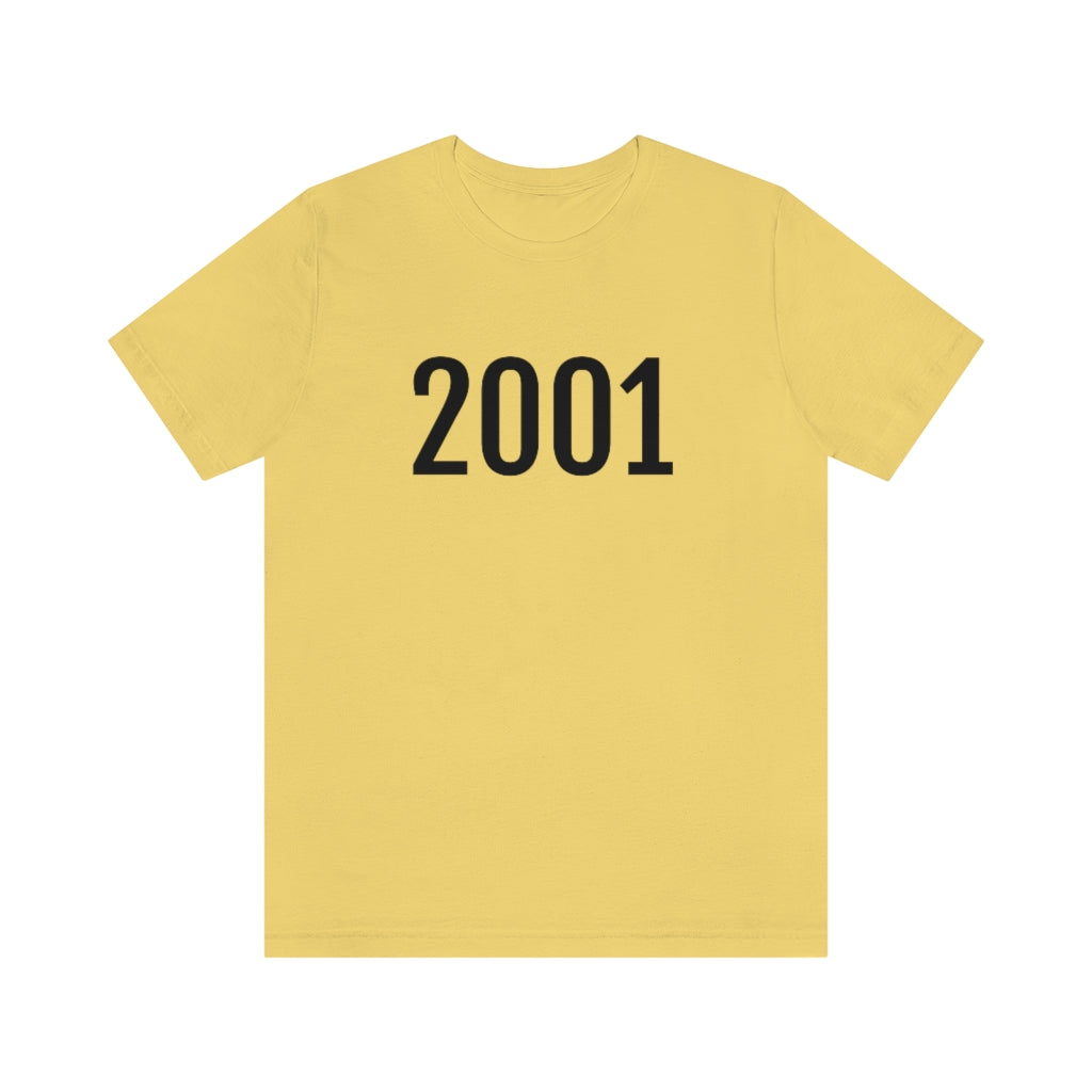 T-Shirt with Number 2001 On | Numbered Tee Yellow T-Shirt Petrova Designs
