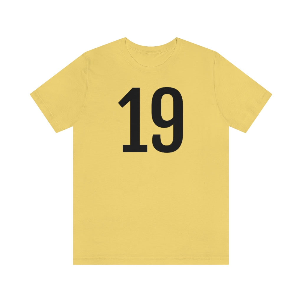 T-Shirt with Number 19 On | Numbered Tee Yellow T-Shirt Petrova Designs