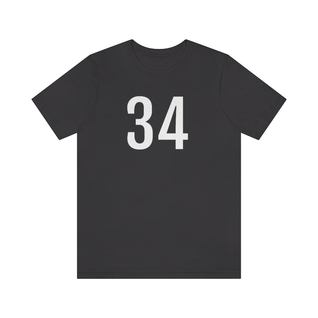 T-Shirt with Number 34 On | Numbered Tee Dark Grey T-Shirt Petrova Designs
