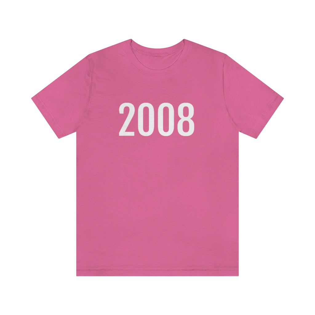 T-Shirt with Number 2008 On | Numbered Tee Charity Pink T-Shirt Petrova Designs