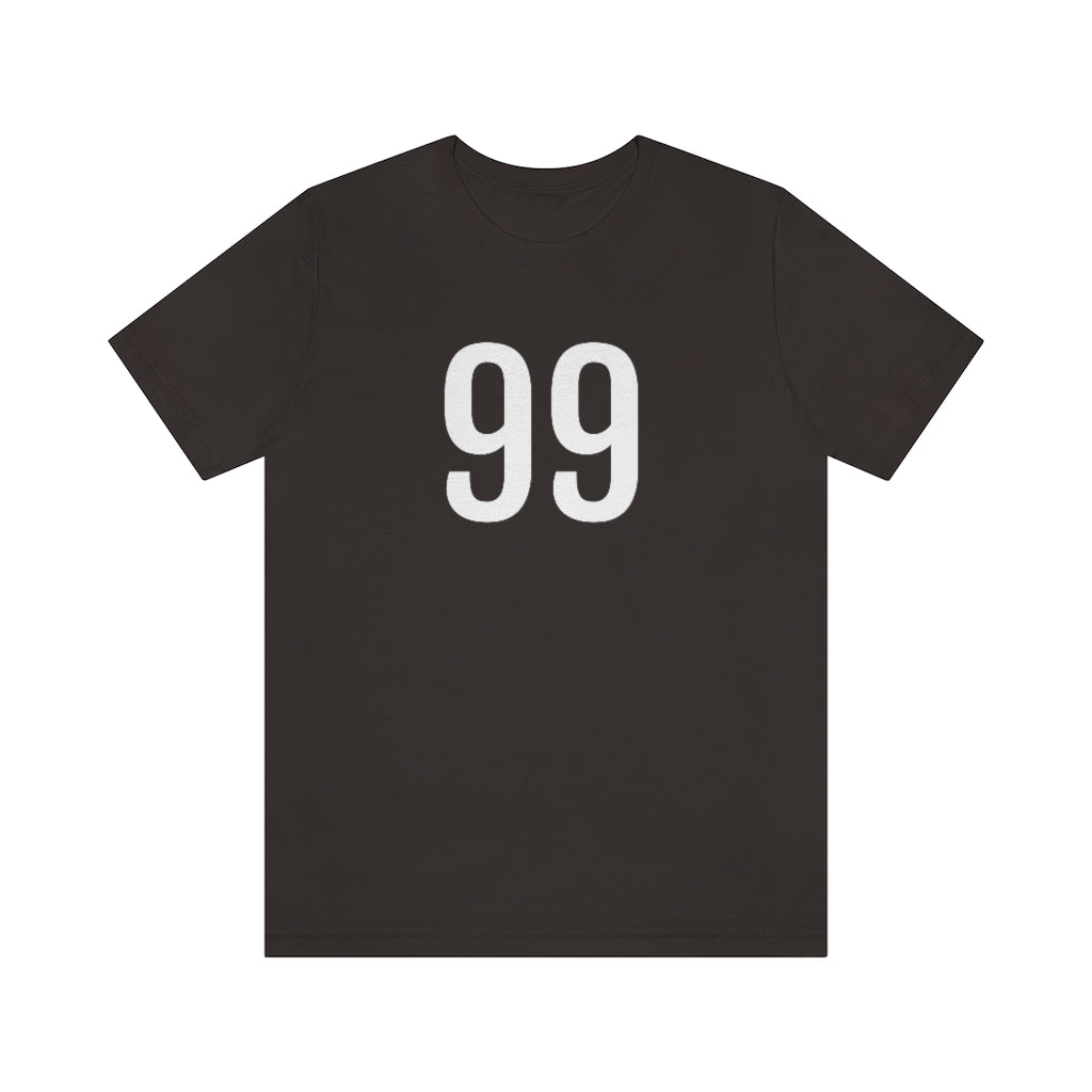 T-Shirt with Number 99 On | Numbered Tee Brown T-Shirt Petrova Designs
