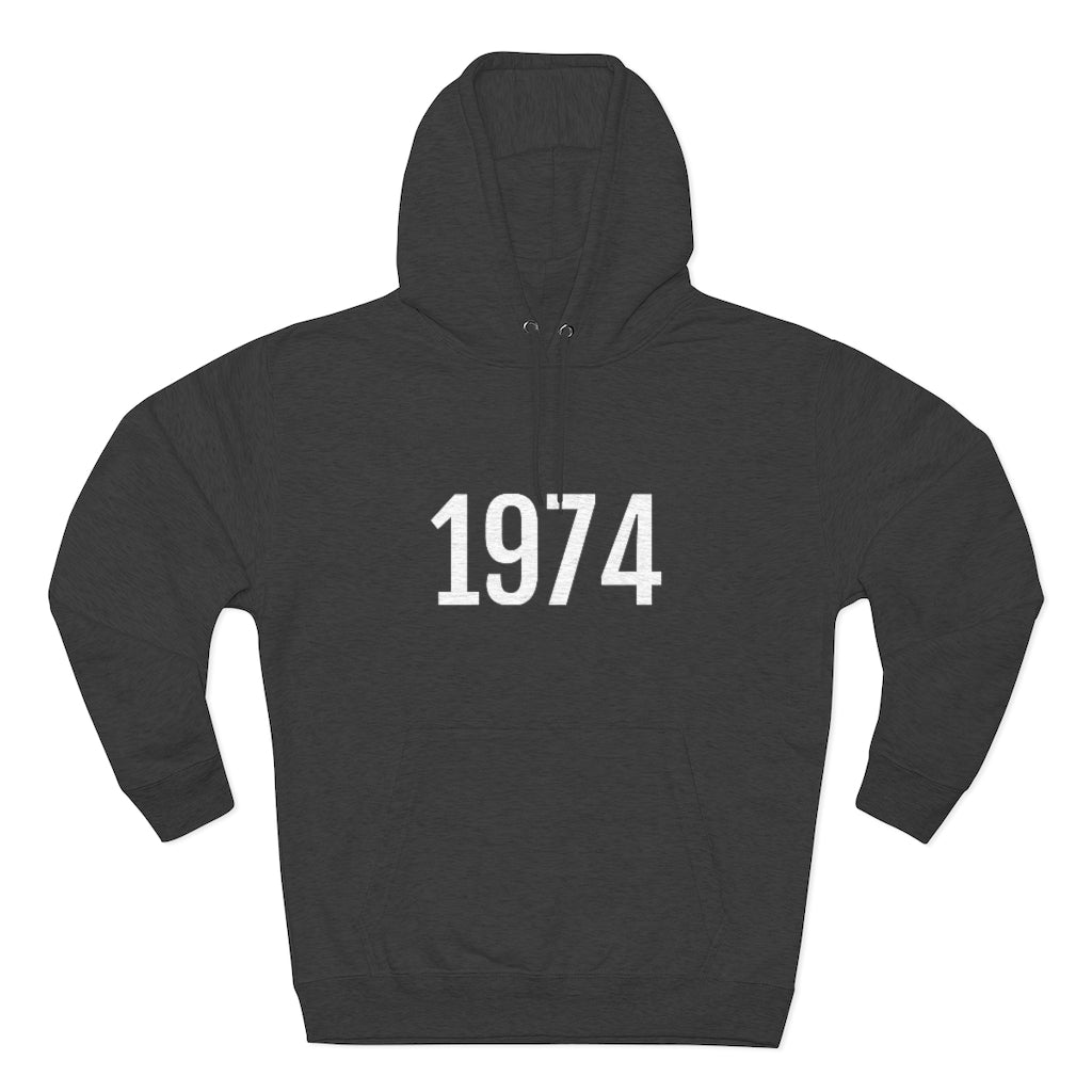 Number 1974 Hoodie | 1974 Sweatshirt with Number On Charcoal Heather Hoodie Petrova Designs