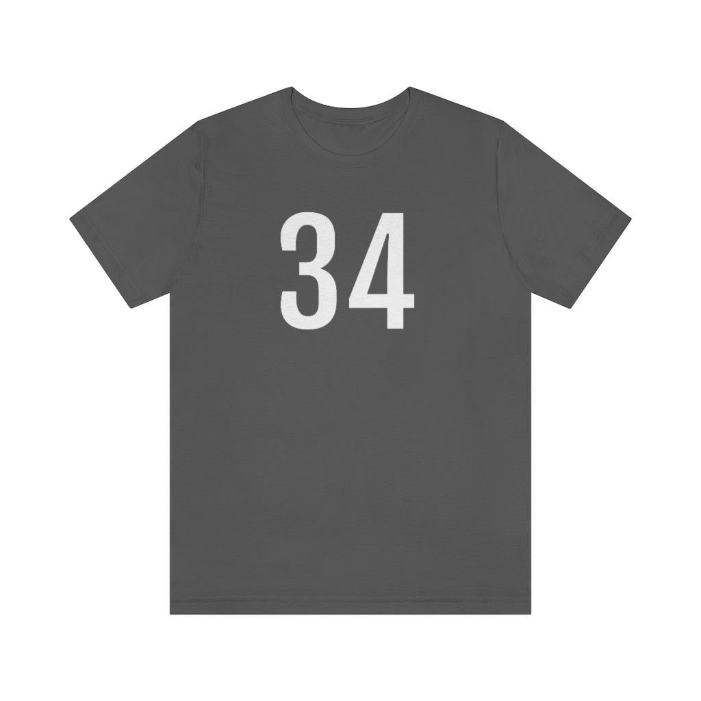 T-Shirt with Number 34 On | Numbered Tee Asphalt T-Shirt Petrova Designs