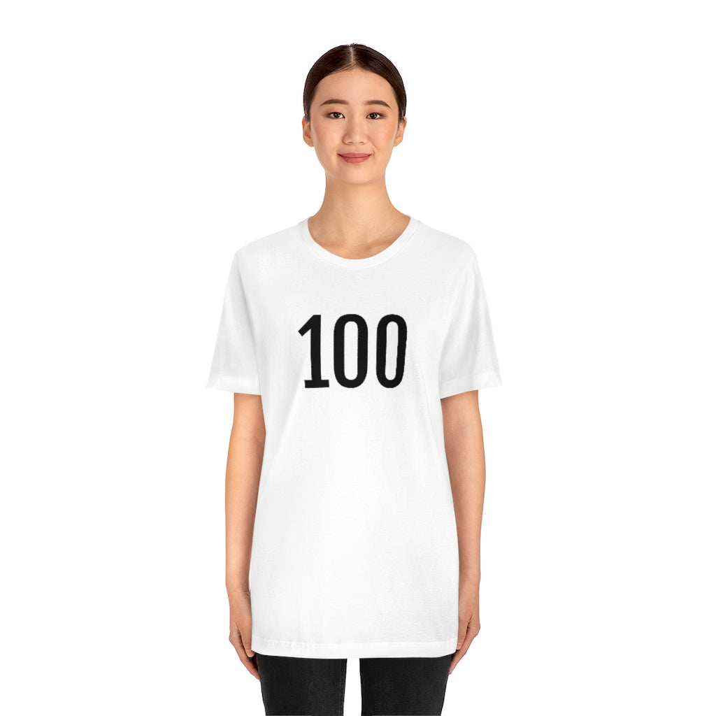 T-Shirt with Number 100 On | Numbered Tee T-Shirt Petrova Designs