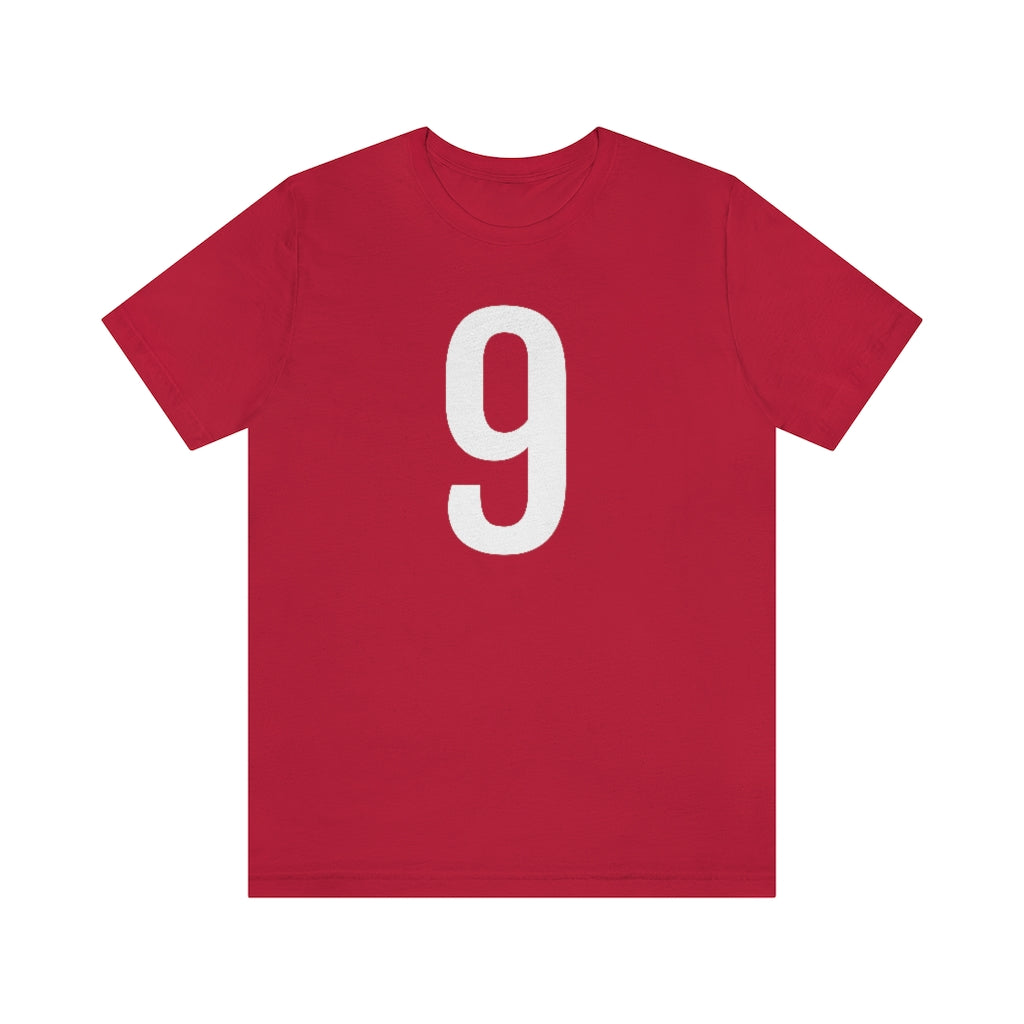 T-Shirt with Number 9 On | Numbered Tee Red T-Shirt Petrova Designs