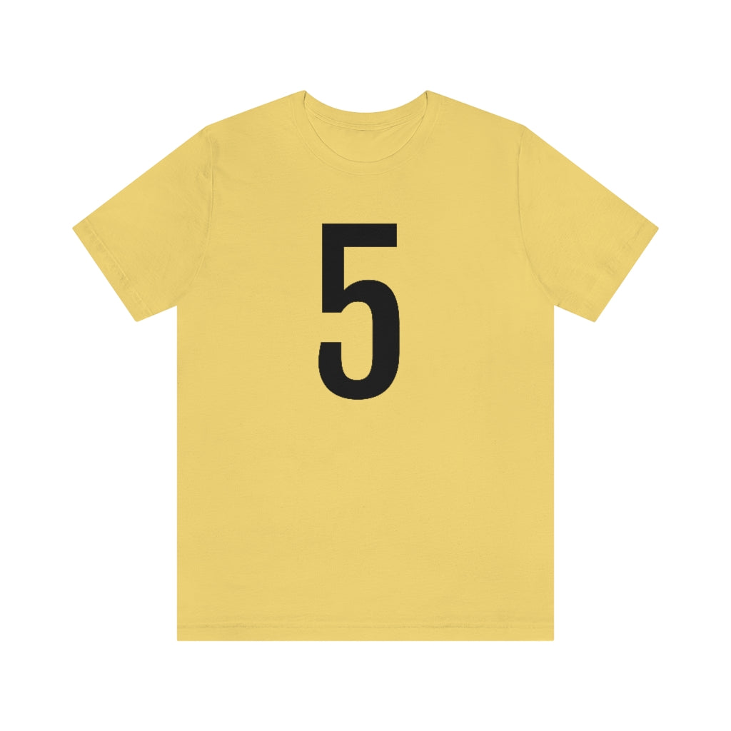 T-Shirt with Number 5 On | Numbered Tee Yellow T-Shirt Petrova Designs