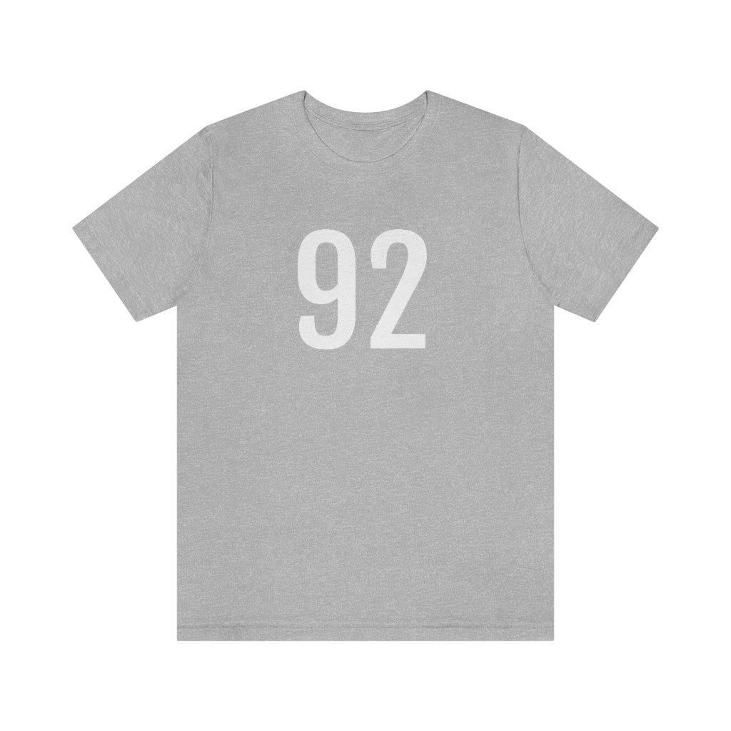 T-Shirt with Number 92 On | Numbered Tee Athletic Heather T-Shirt Petrova Designs