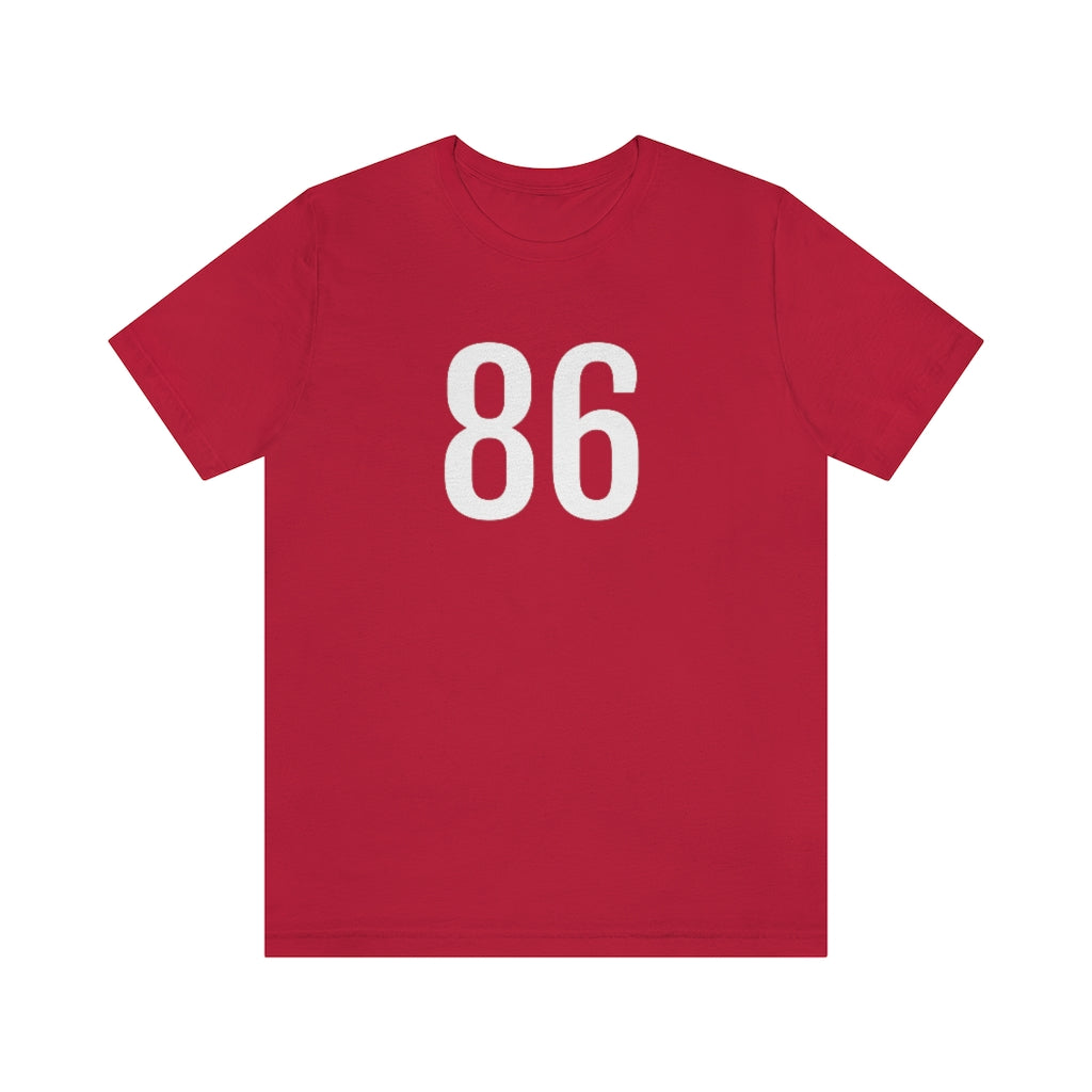 T-Shirt with Number 86 On | Numbered Tee Red T-Shirt Petrova Designs