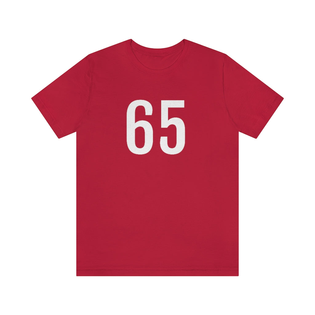 T-Shirt with Number 65 On | Numbered Tee Red T-Shirt Petrova Designs
