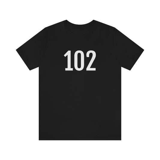 T-Shirt with Number 102 On | Numbered Tee Black T-Shirt Petrova Designs