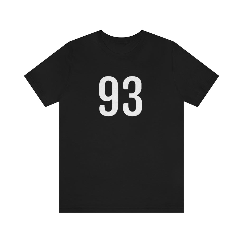 T-Shirt with Number 93 On | Numbered Tee Black T-Shirt Petrova Designs