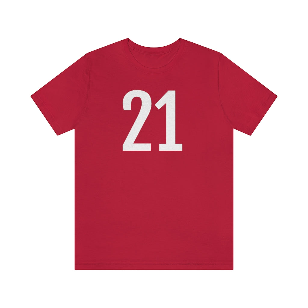 T-Shirt with Number 21 On | Numbered Tee Red T-Shirt Petrova Designs