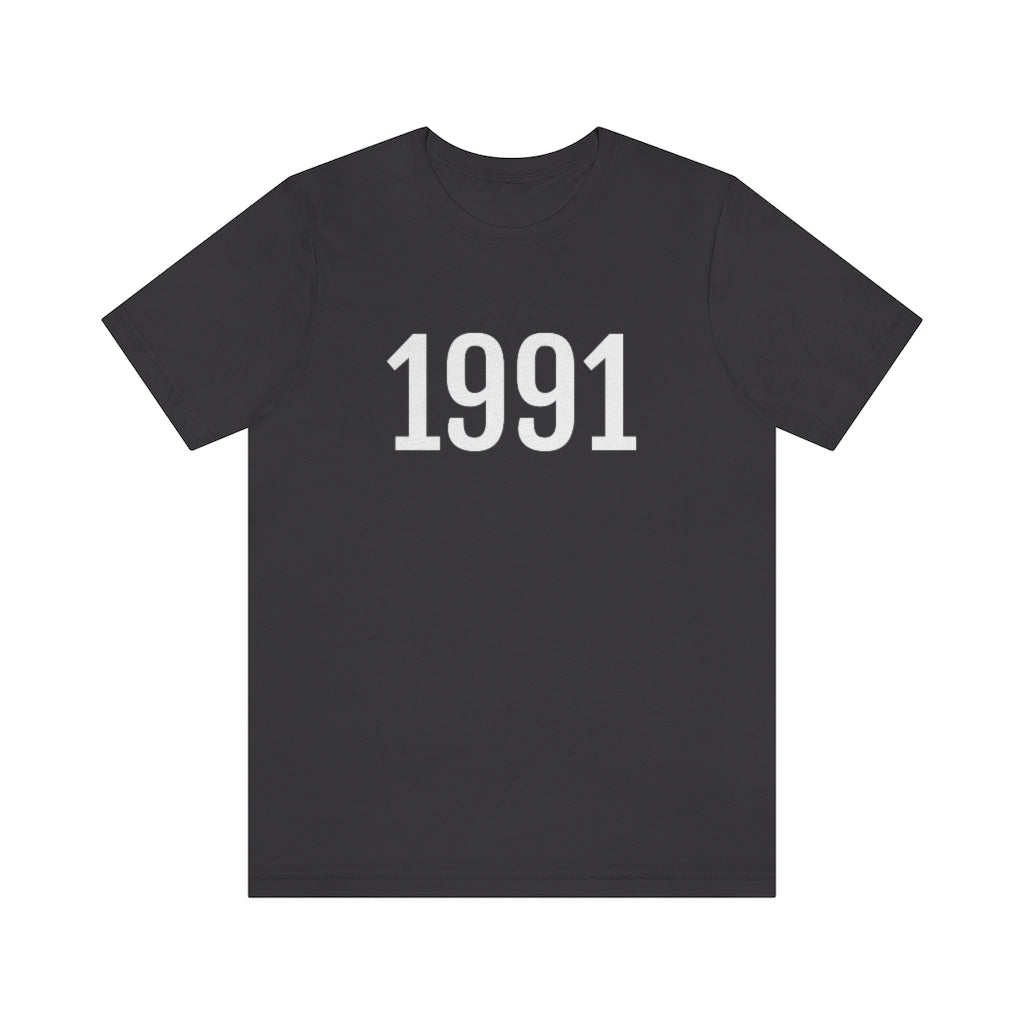 T-Shirt with Number 1991 On | Numbered Tee Dark Grey T-Shirt Petrova Designs