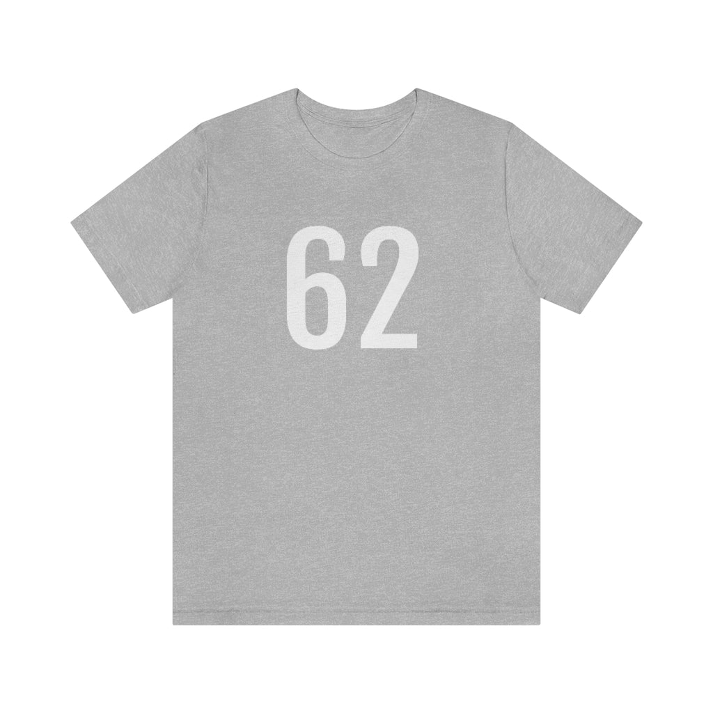 T-Shirt with Number 62 On | Numbered Tee Athletic Heather T-Shirt Petrova Designs