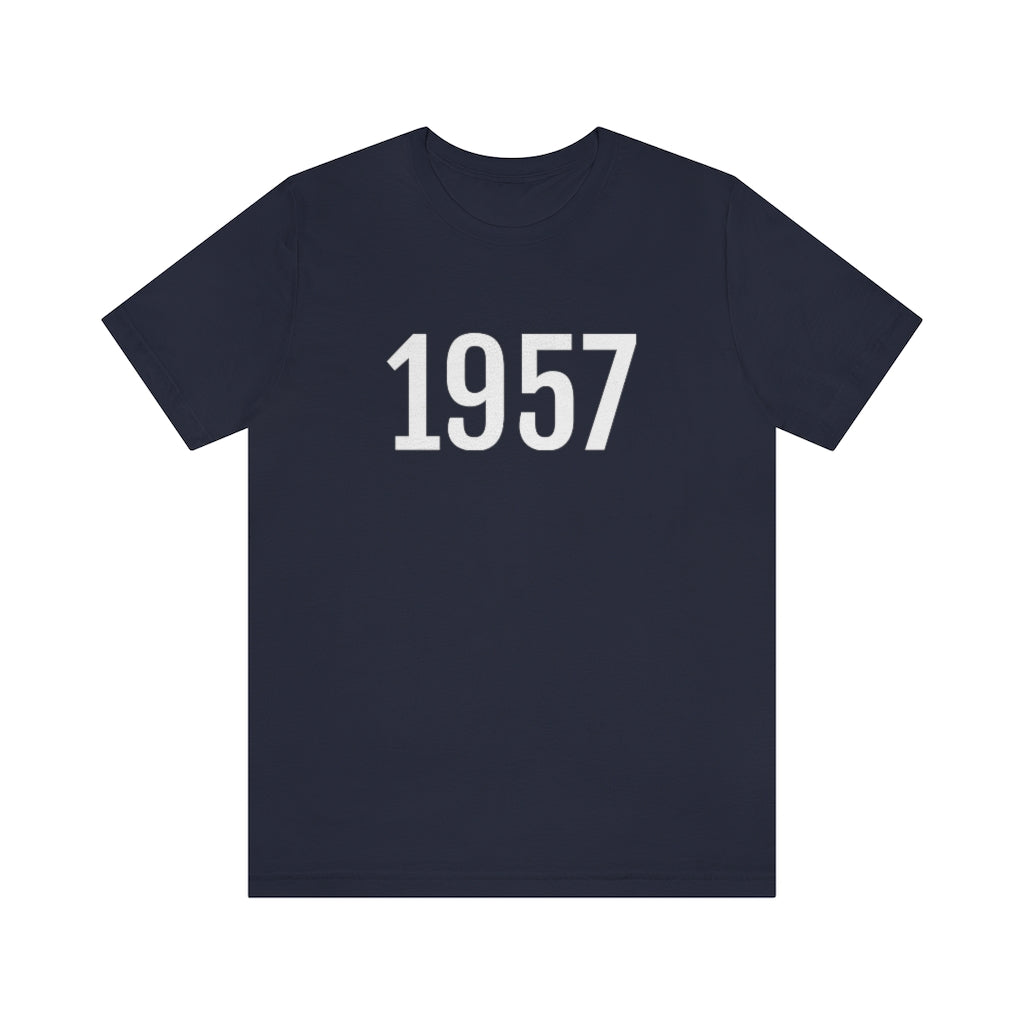 T-Shirt with Number 1957 On | Numbered Tee Navy T-Shirt Petrova Designs