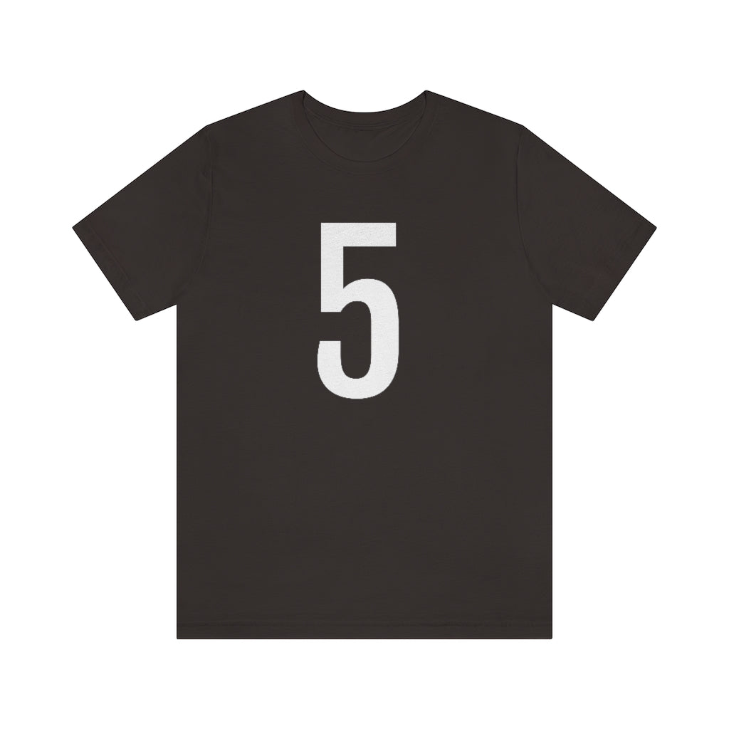 T-Shirt with Number 5 On | Numbered Tee Brown T-Shirt Petrova Designs
