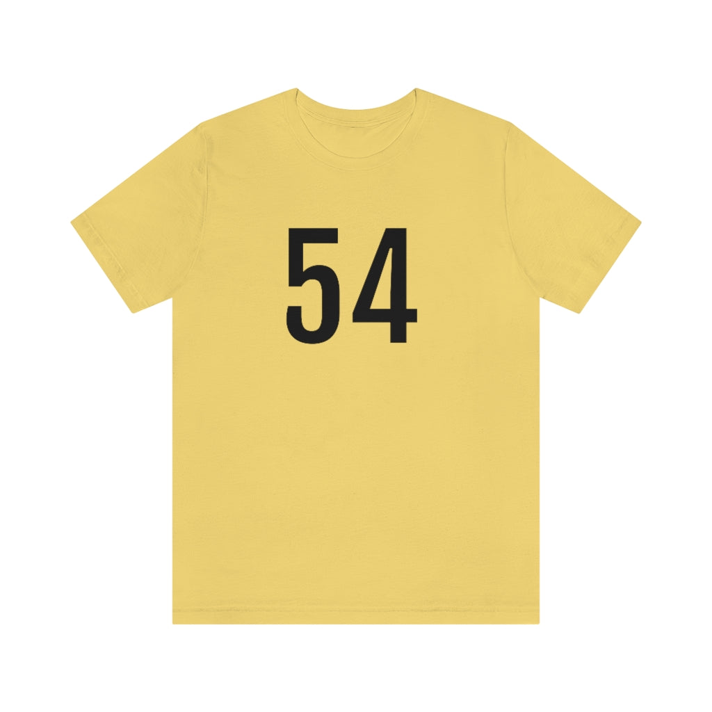 T-Shirt with Number 54 On | Numbered Tee Yellow T-Shirt Petrova Designs