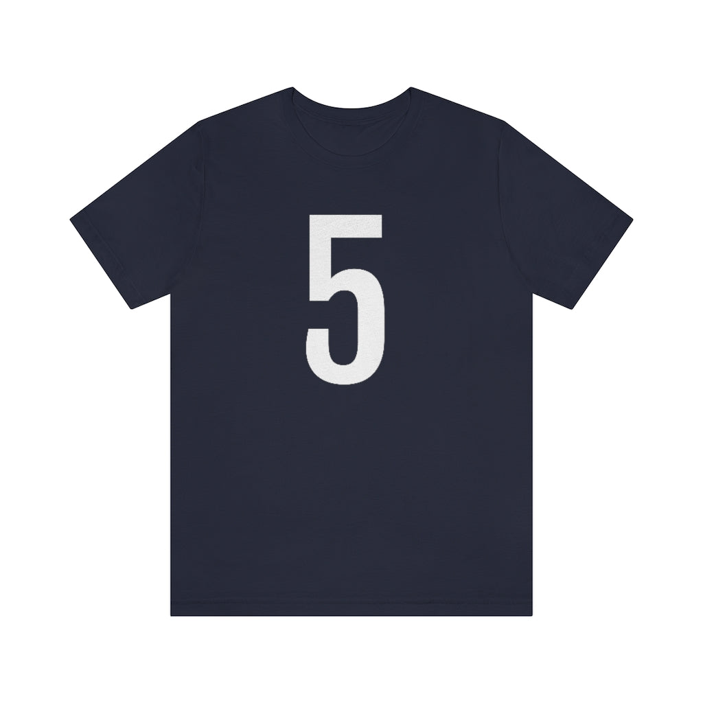 T-Shirt with Number 5 On | Numbered Tee Navy T-Shirt Petrova Designs