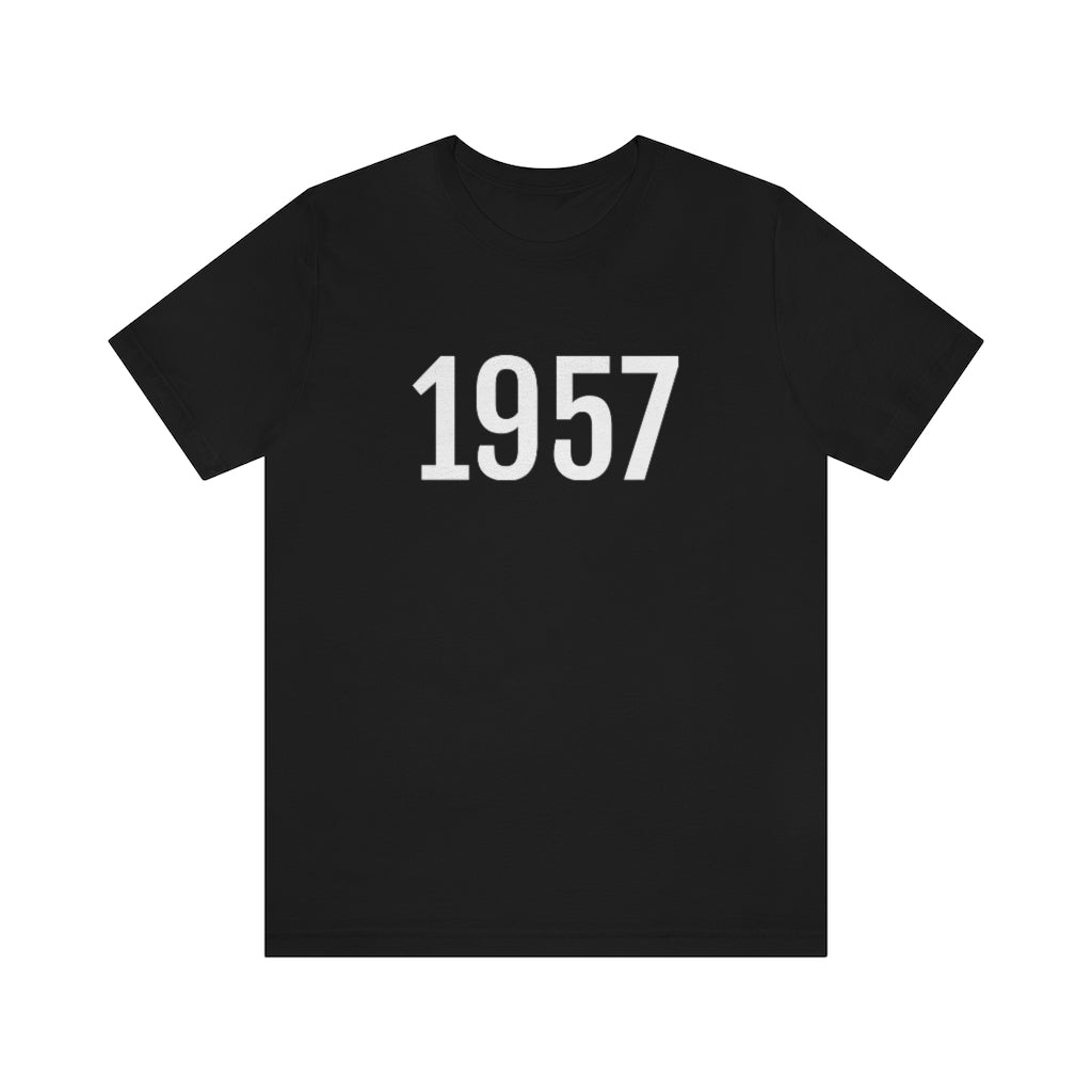 T-Shirt with Number 1957 On | Numbered Tee Black T-Shirt Petrova Designs