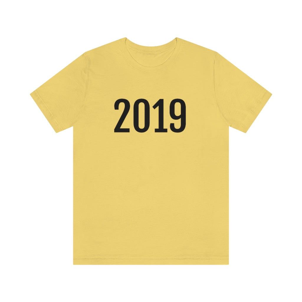 T-Shirt with Number 2019 On | Numbered Tee Yellow T-Shirt Petrova Designs
