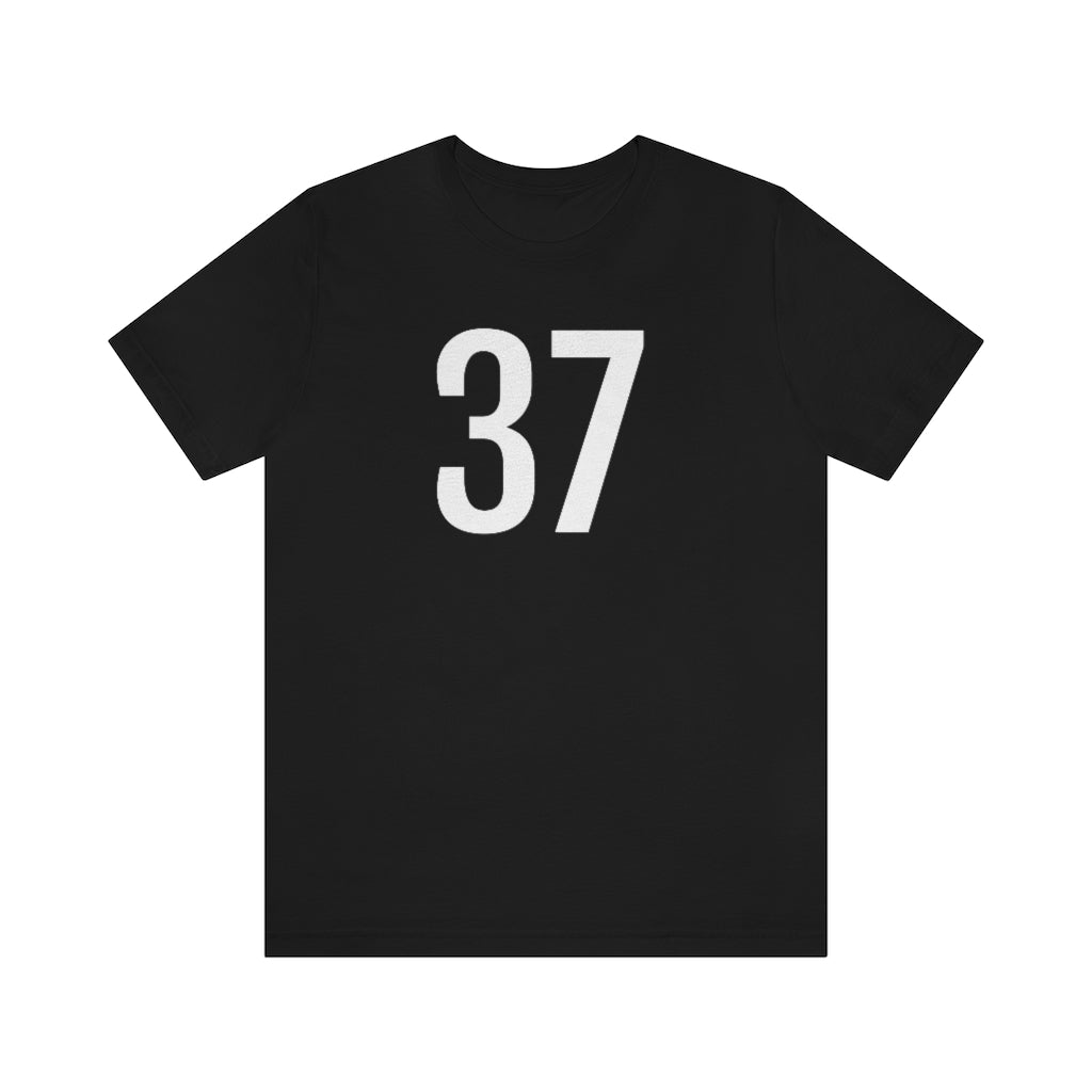 T-Shirt with Number 37 On | Numbered Tee Black T-Shirt Petrova Designs