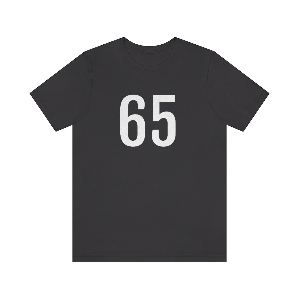 T-Shirt with Number 65 On | Numbered Tee Dark Grey T-Shirt Petrova Designs