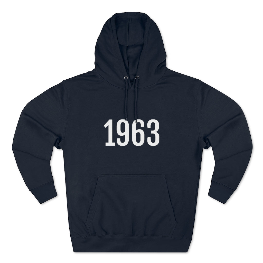 Number 1963 Hoodie | 1963 Sweatshirt with Number On Navy Hoodie Petrova Designs