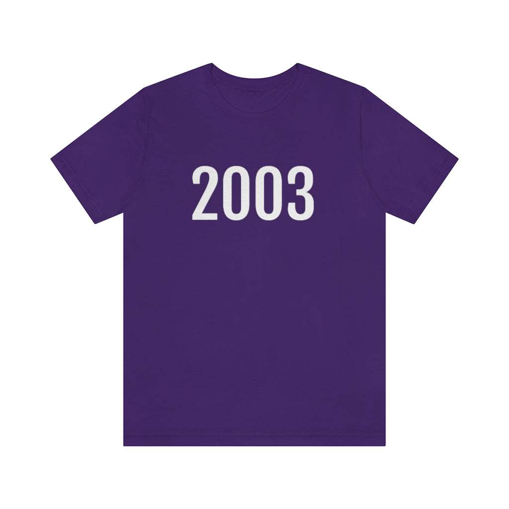 T-Shirt with Number 2003 On | Numbered Tee Team Purple T-Shirt Petrova Designs