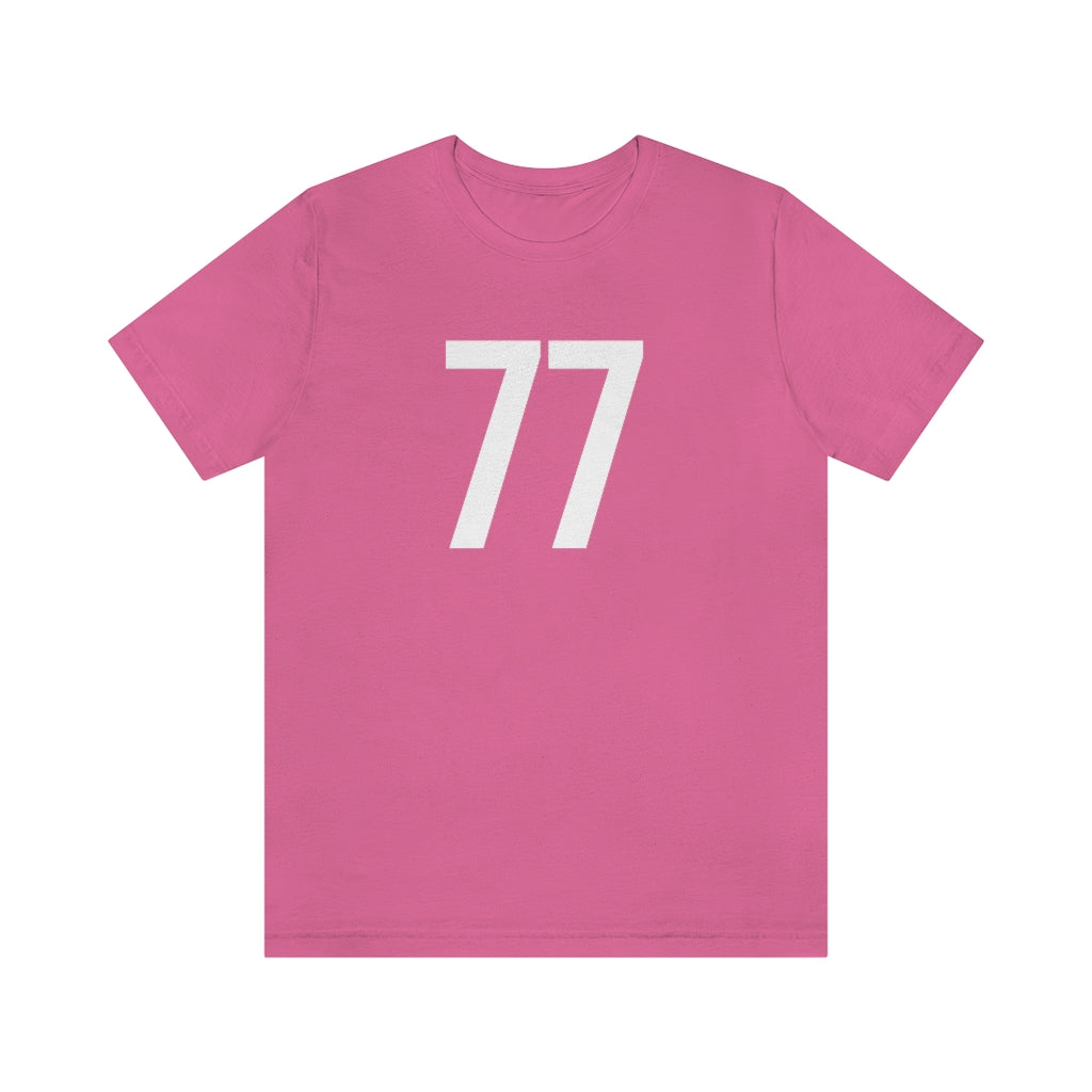 T-Shirt with Number 77 On | Numbered Tee Charity Pink T-Shirt Petrova Designs