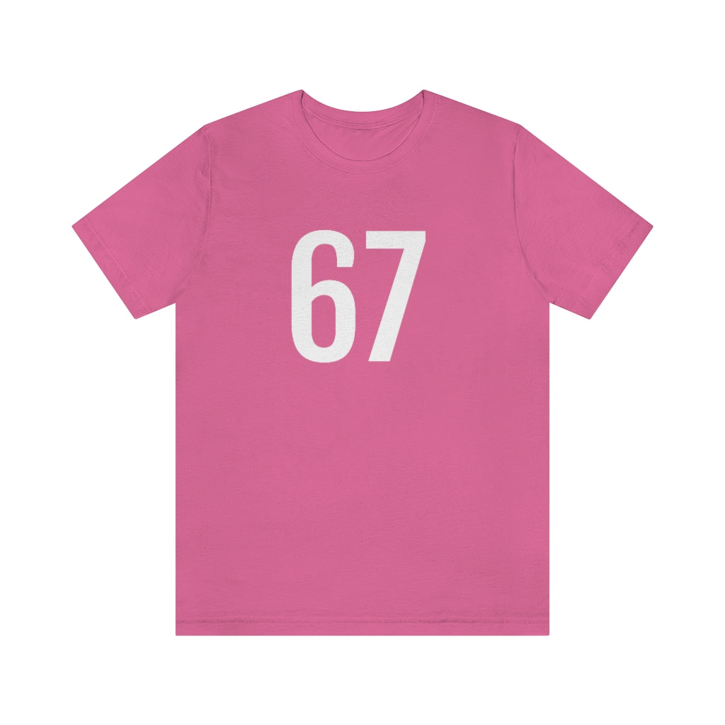 T-Shirt with Number 67 On | Numbered Tee Charity Pink T-Shirt Petrova Designs