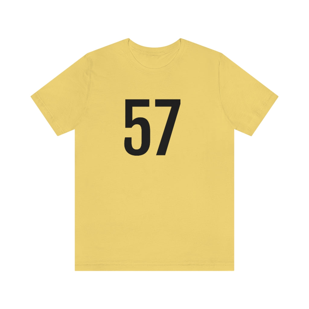 T-Shirt with Number 57 On | Numbered Tee Yellow T-Shirt Petrova Designs