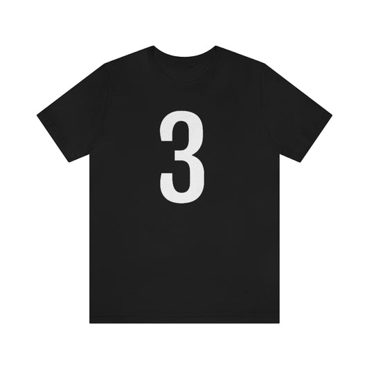 T-Shirt with Number 3 On | Numbered Tee Black T-Shirt Petrova Designs