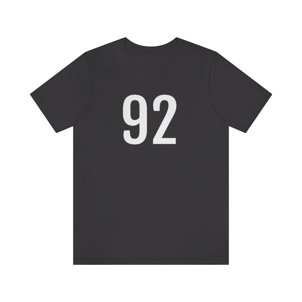 T-Shirt with Number 92 On | Numbered Tee Dark Grey T-Shirt Petrova Designs