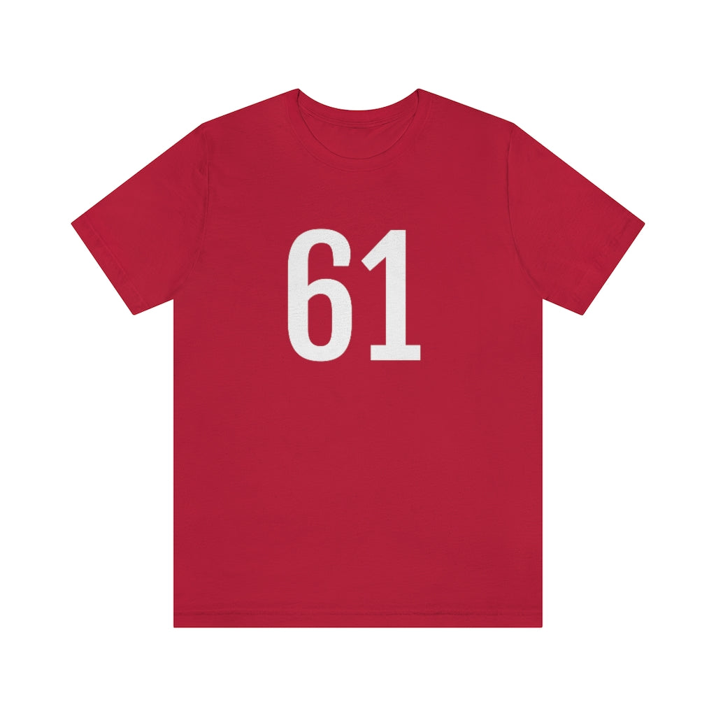T-Shirt with Number 61 On | Numbered Tee Red T-Shirt Petrova Designs